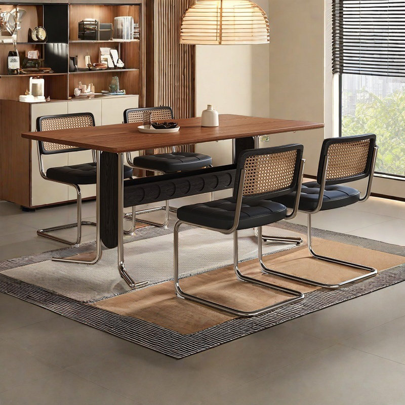 Durable Top Solid Ash Wood Dining Table Set, 29.52"H x 70.86"L x 35.43"W