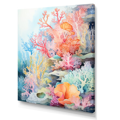 «Pastel Colors Watercolor Corals I», reproduction sur toile