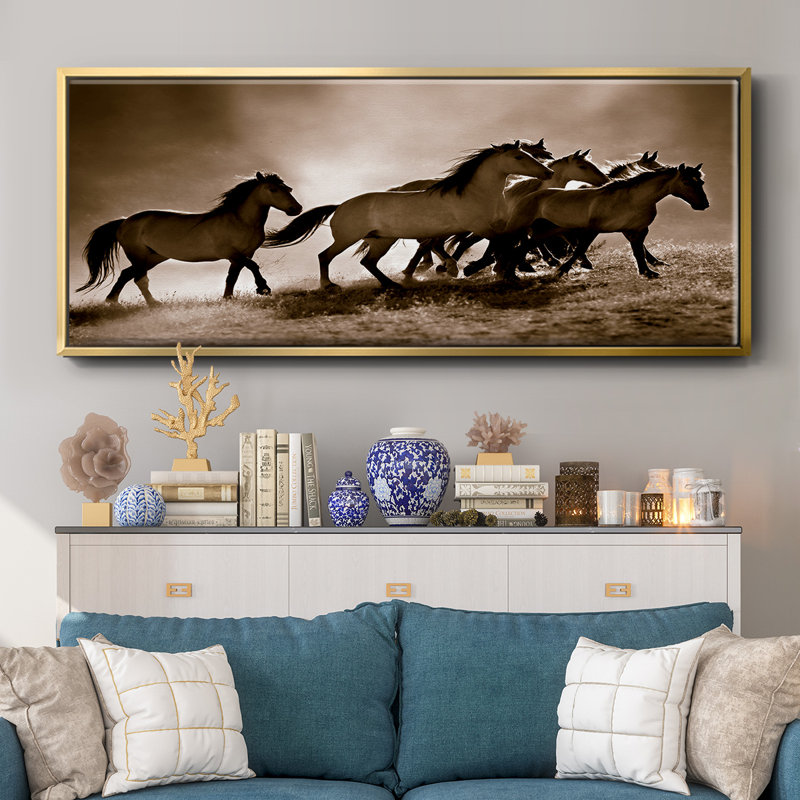 Chevaux sauvages - toile encadrée, H 8 po x l 20 po