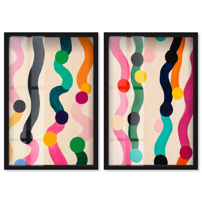 Ensemble d'œuvres d'art abstrait moderne « Pearl Colors » en impression sous cadre-vitrine par Art Remedy, cadre noir, 10 x 15