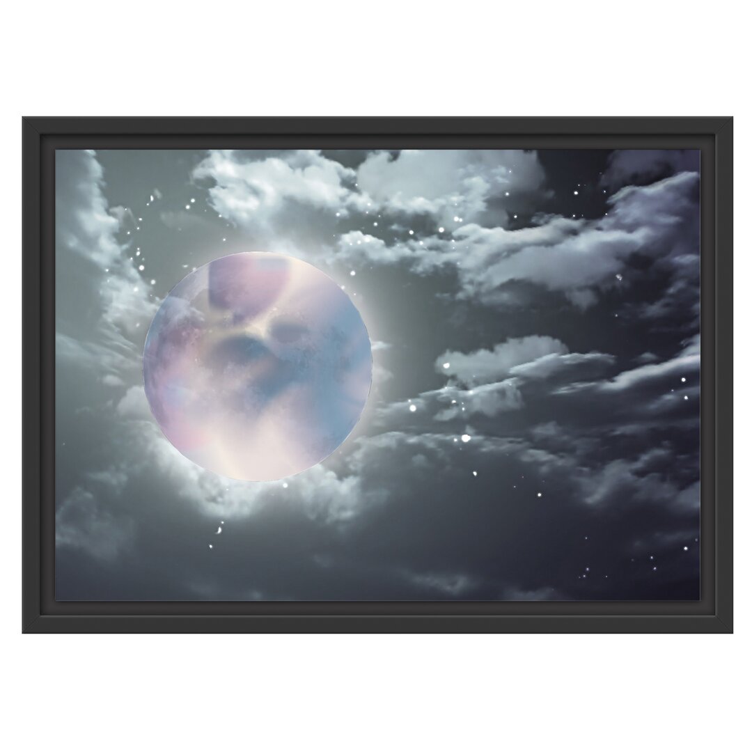 Gerahmtes Wandbild Vollmond Sterne Wolken