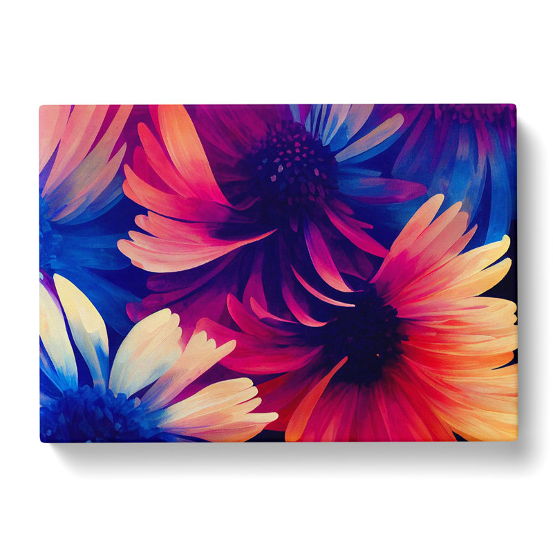Dazzling Chrysanthemum Flowers Abstract - Wrapped Canvas, 35cm H x 50cm W x 3cm D