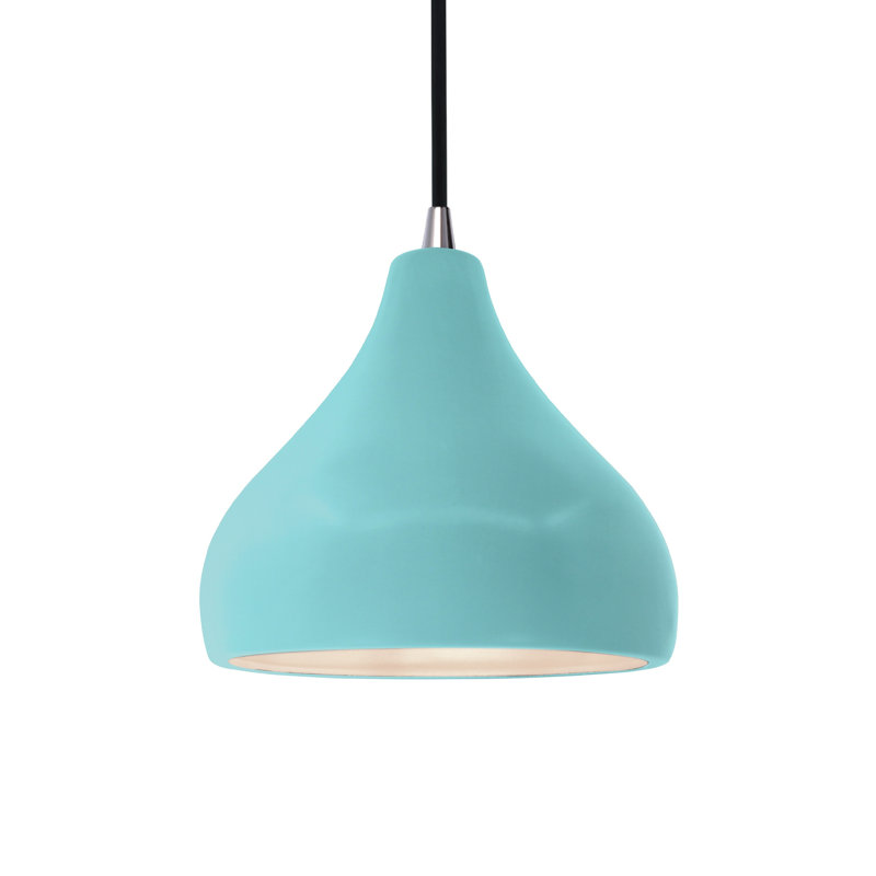 Luminaire suspendu à 1 lumière Meydan, H 7,25 po x l 8 po x P 8 po, Piscine réfléchissante, Gris brillant / noir nickel