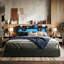 PU Leather Ottoman Bed, RGB LED Storage Headboard & USB-C Charging, European Double (140X200cm) & King (160X200cm) -23355350-23355345