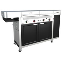 VEVOR Flat Top GAS Grill on Cart 36 in. Outdoor Griddle Station 4-Burner Propane 60,000 BTU Restaurant Portable Grill in Black