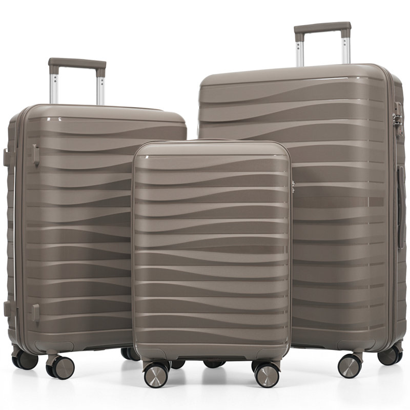 Ensemble de valises de voyage en PP de qualité supérieure, ensemble de valises à verrou TSA de 3 pièces aux dimensions de 20, 24 et 28 pouces avec roulettes pivotantes à 360 °