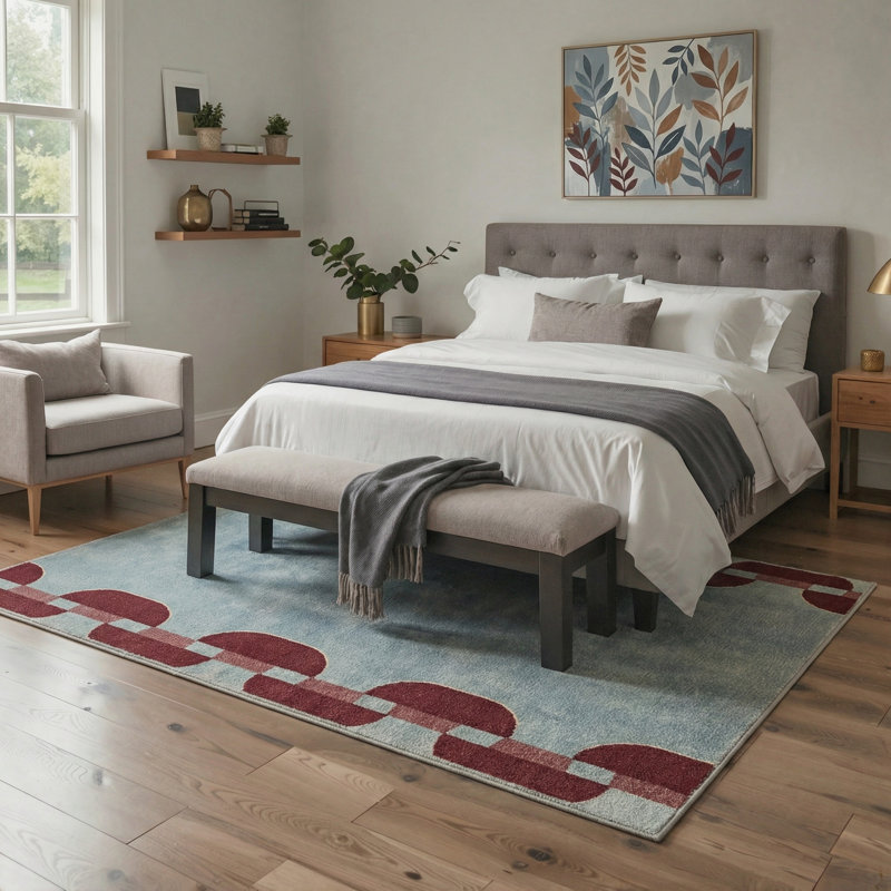 Tapis d'intérieur moderne à motif géométrique lavable en mailles de chaîne moderne avec envers antidérapant