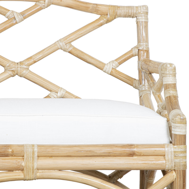 Chippendale Upholstered Bench, Natural