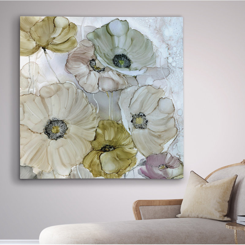 Coquelicots iridescents - reproduction d'art, Toile tendue, H 16 po x l 16 po x P 1,5 po