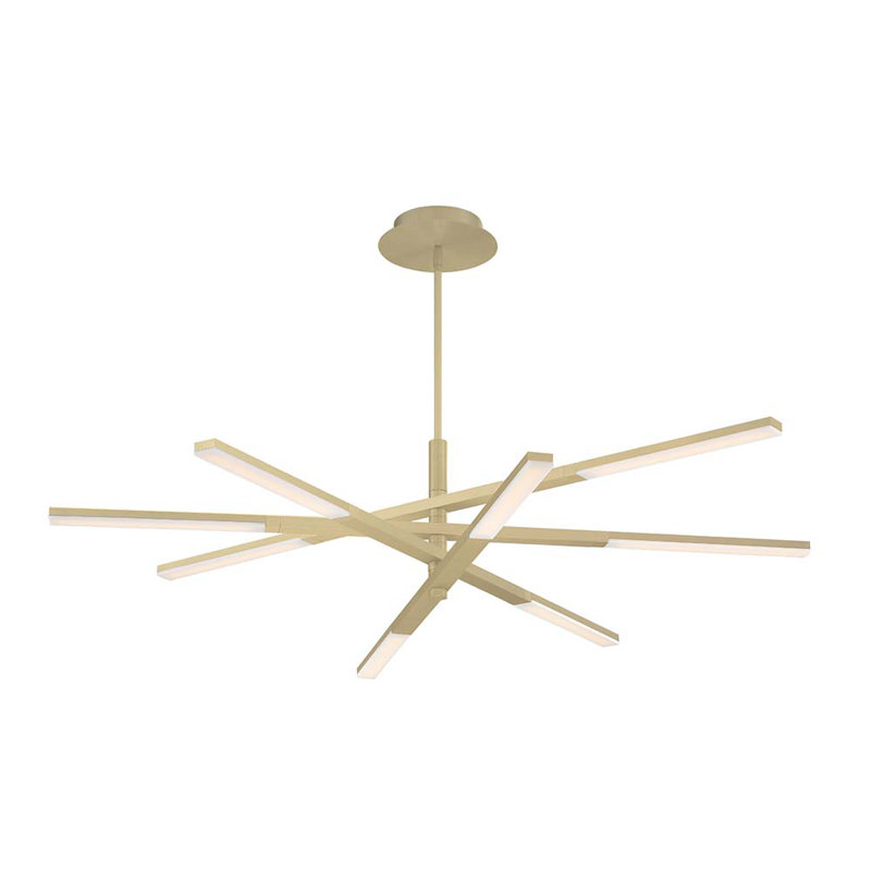 Lustre linéaire moderne Spoutnik à 8 lumières Erik, Laiton brossé