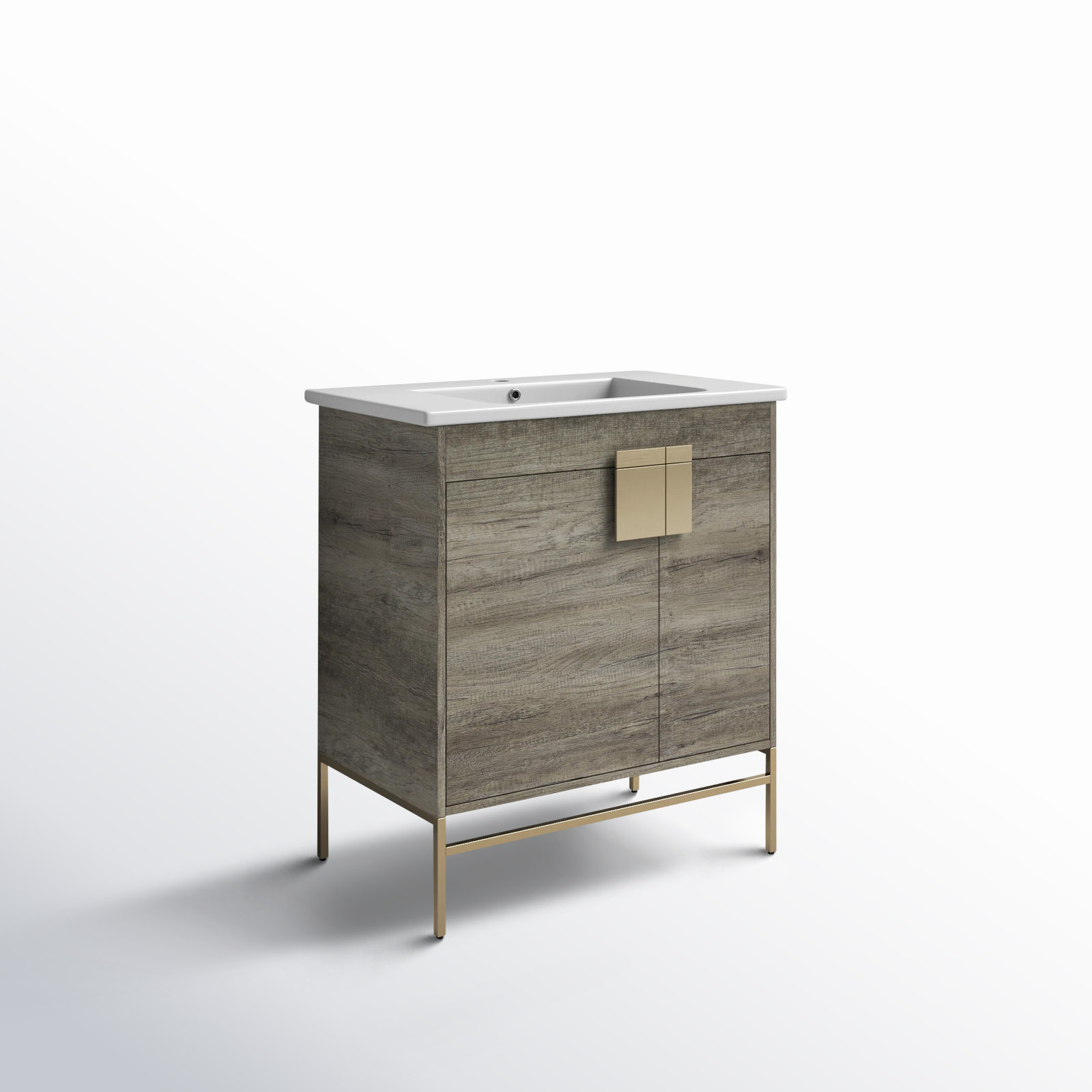 Maisie 30'' Single Bathroom Vanity, Satin Brass, Gray