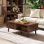 Caya 47.2" Coffee Table with 2 Fluted Drawers and Solid Wood Legs