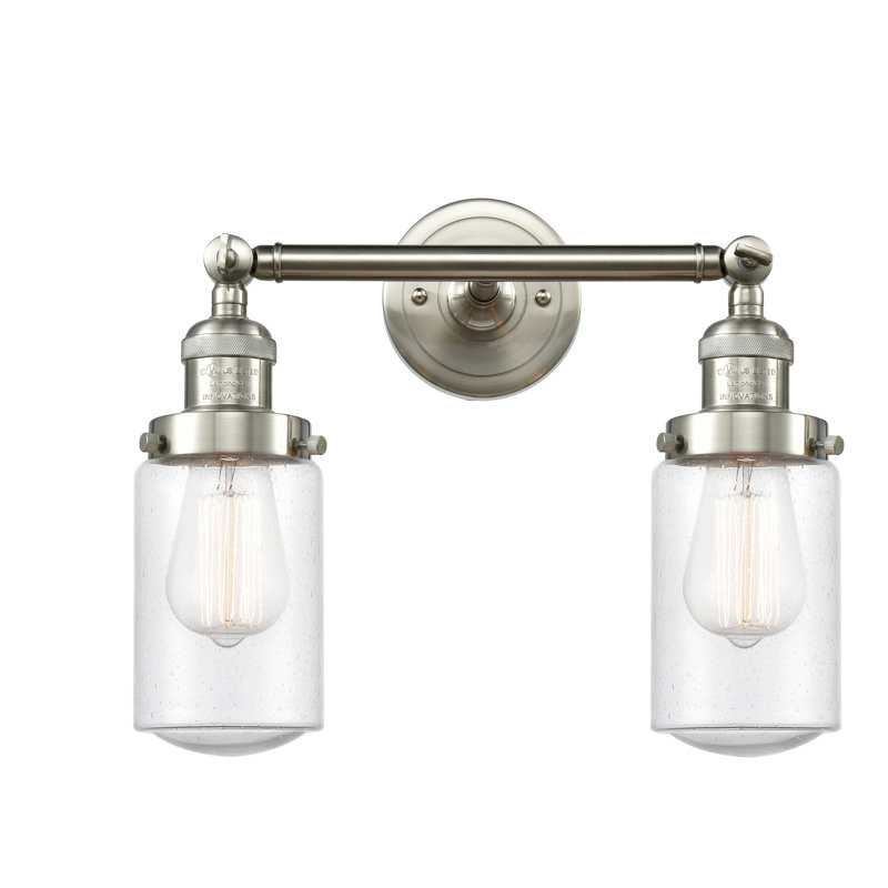 Éclairage pour salle de bain 2 lumières Saroyan, Grainé, Ampoule DEL rétro de 3,5 watts, Nickel satiné brossé