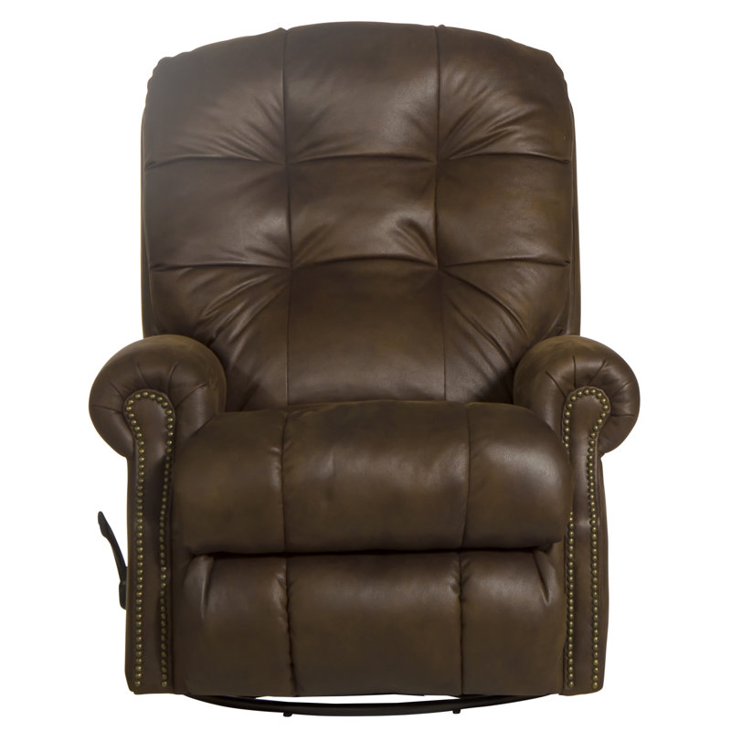Jasyiah Upholstered Swivel Glider Recliner, Brown 100% Polyester