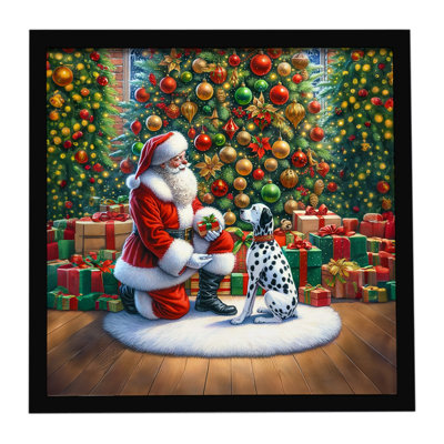 Dalmatien et père Noël, reproduction d'art encadrée