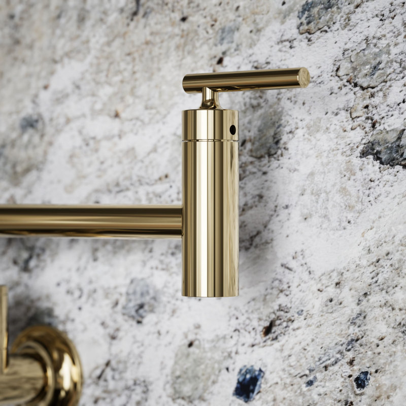 Wall-Mount Pot Filler Faucet, Swing Arm Kitchen Pot Filler Faucet, Vibrant French Gold