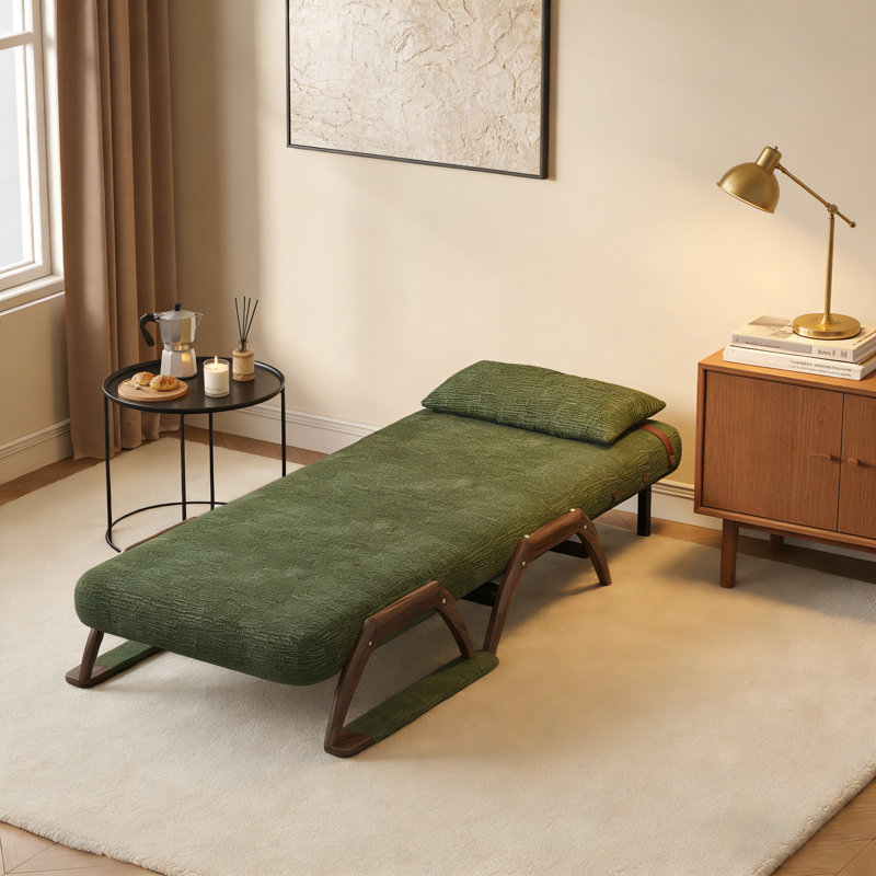 3-in-1 Convertible Green Chenille Reclining Sofa Chair | 5-Position Adjustable Sleeper Bed