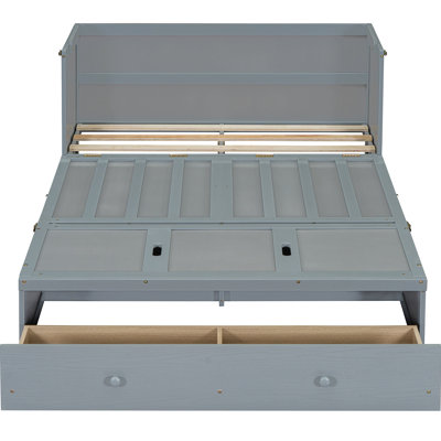 Gray Bed With And Plentiful Internal Drawer - Space Saving Bedroom Essential Full Size In Copious Inner Storage Strong For
