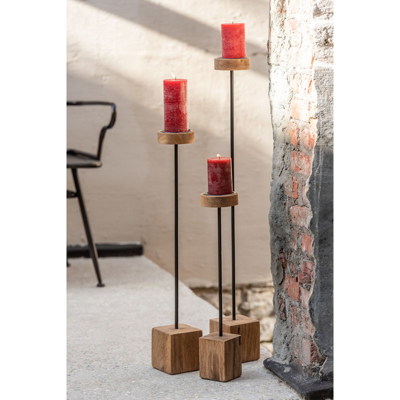 Solid Wood Tabletop Candlestick, 90cm H x 10cm W x 10cm D