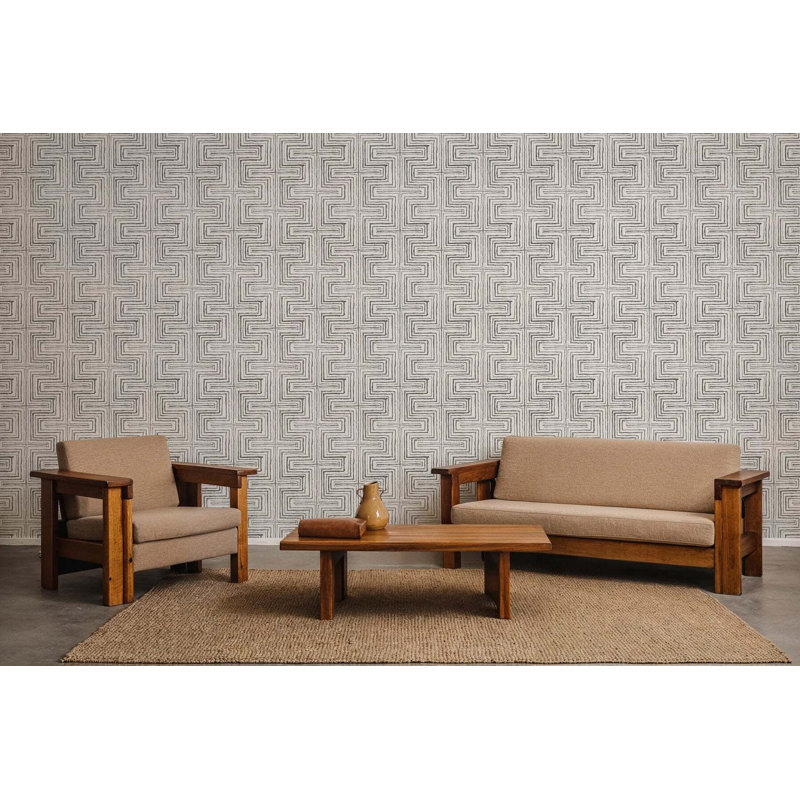 Cornered - Wallpaper, White Stone, Faux Grasscloth, Non-Pasted