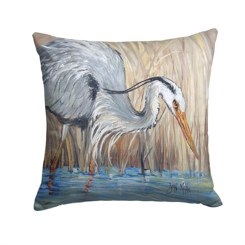 Blue Heron Outdoor Reversible Throw Pillow, 14" H x 14" W x 4" D