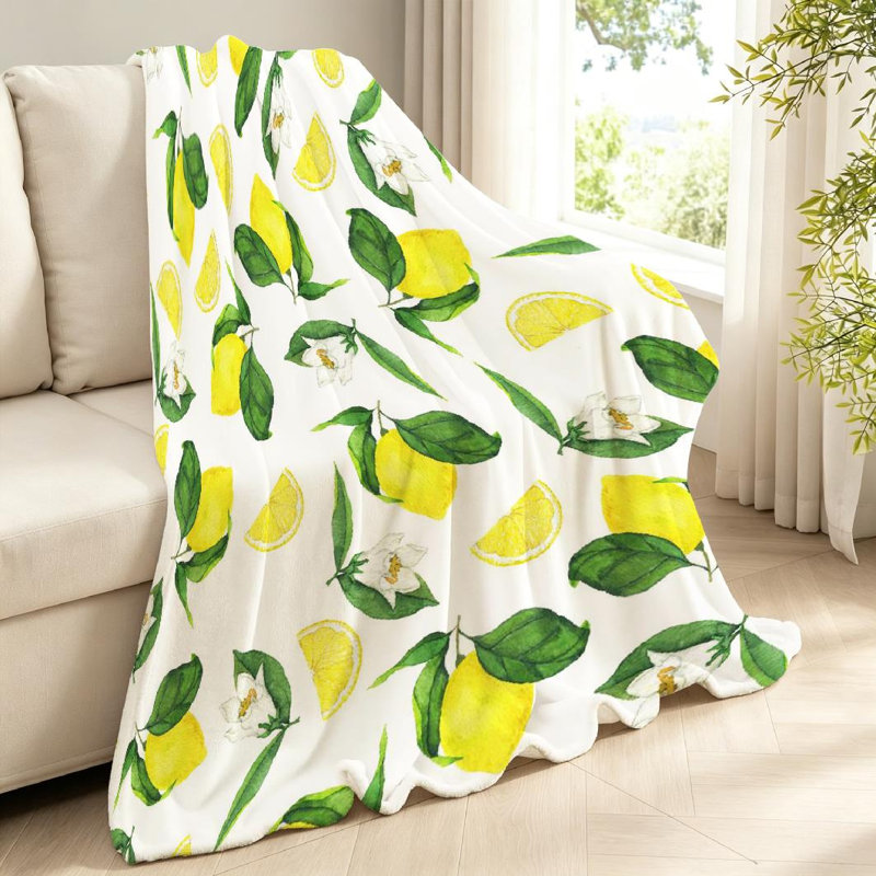 Jeté en molleton transparent ultra doux, transparent avec imprimé jaune sur une face, Throw 40" x 50"