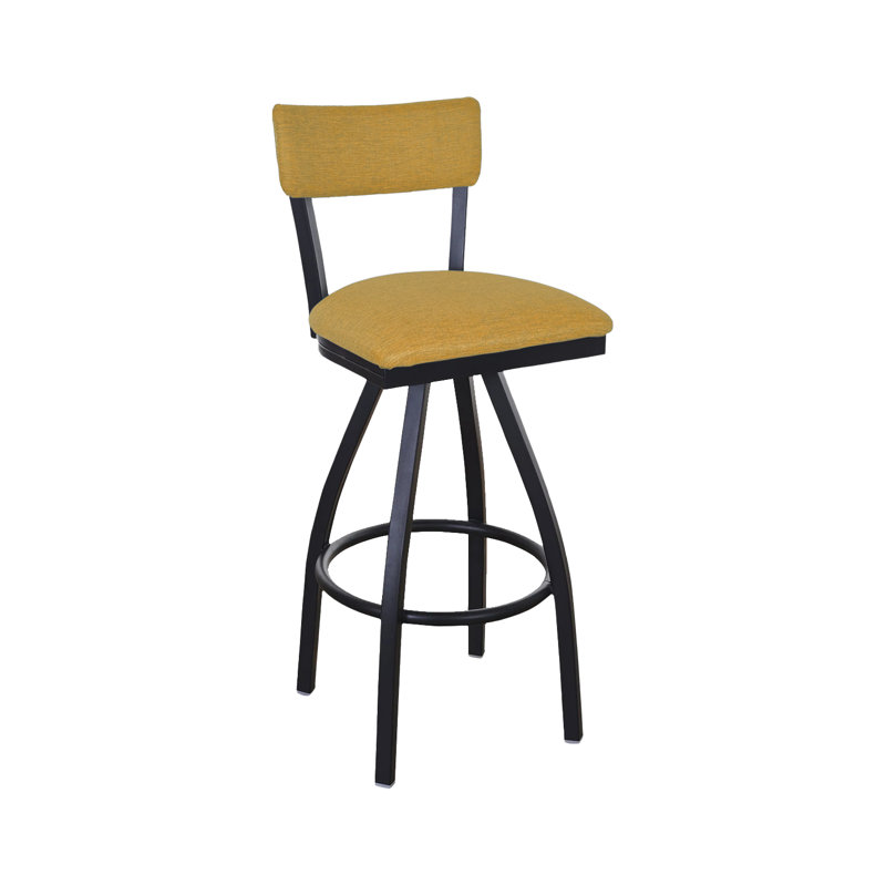 Bristol Swivel Upholstered Counter Stool with Metal Frame, Yellow
