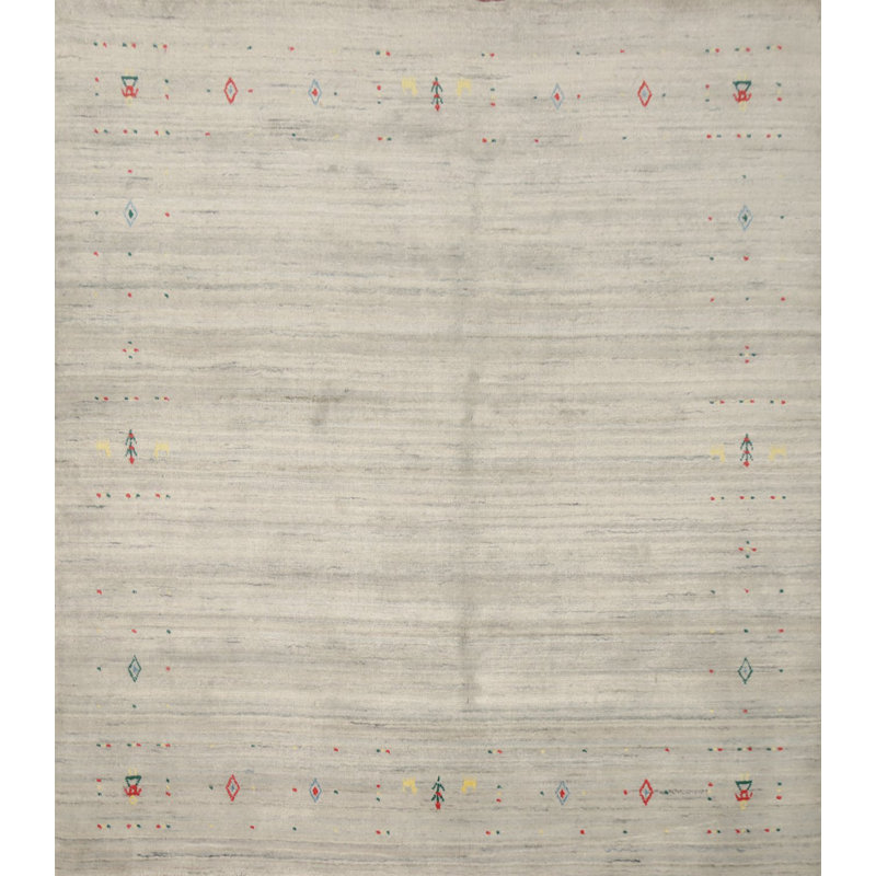 Tapis carré en laine fait à la main de style Gabbeh 6 x 6