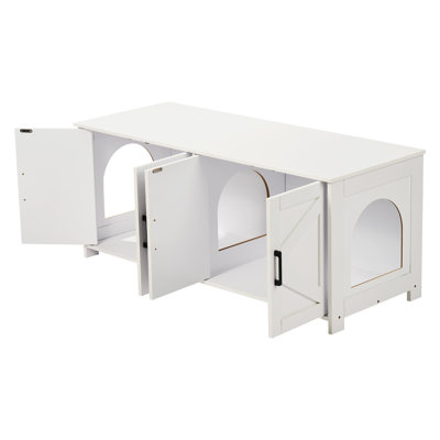 Enceinte de litière pour chat 1 pièce 47,24 po x 18,5 po x 19,69 po en aluminium blanc
