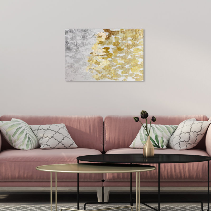 " Gold Vs Platinum Abstract Art ", Canvas, 16" H x 24" W x 0.5" D