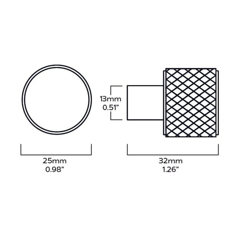 REVILL Knurled Button Knob, Polished Chrome