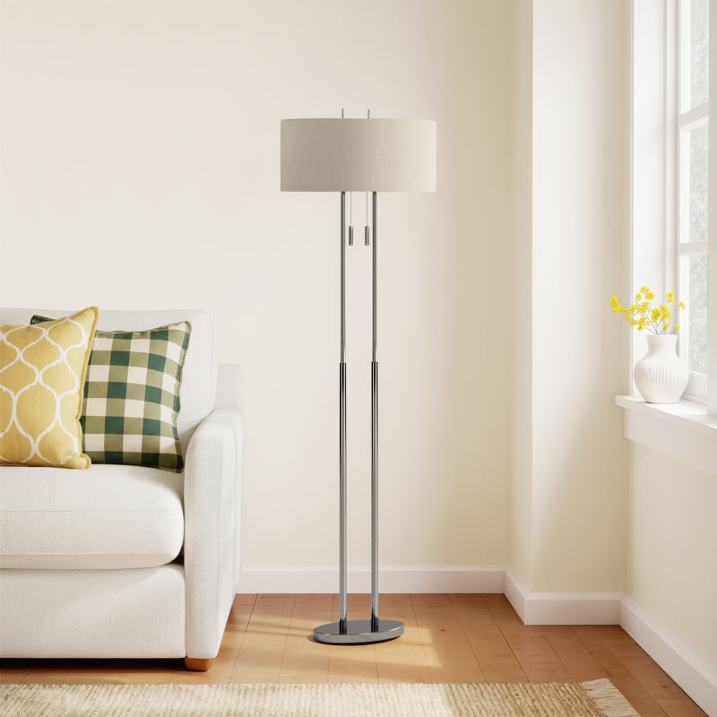 62'' Traditional Floor Lamp, Satin Steel