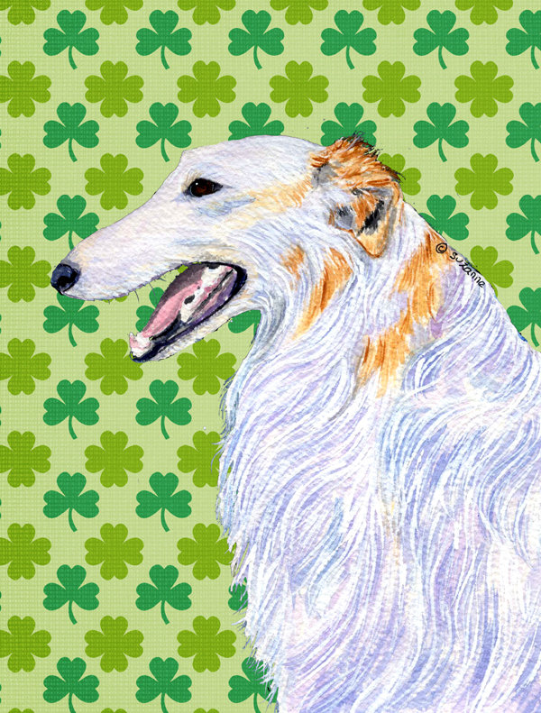 Drapeau de jardin à 2 côtés st. patrick day trèfle, Barzoï