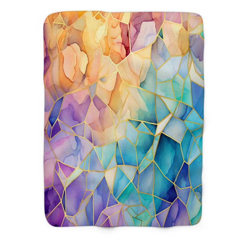 Fractal Hues - 1 pièce Sherpa Premium couverture 0191, L 60 po x L 80 po