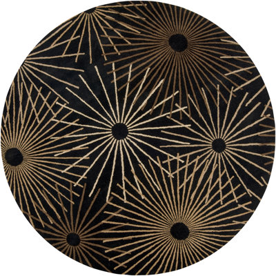 Tapis noir / brun foncé / kaki en laine touffeté à la main Deweese