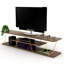 Meuble télé Mid-Century moderne noyer / jaune, centre de divertissement à 4 tablettes pour unité centrale de 56 po, support