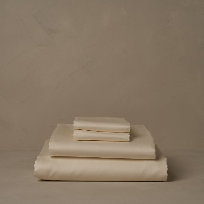 Classic Cotton Sateen Sheet Set, Ivory, Cal King Sheet Set with 2 King Pillowcases