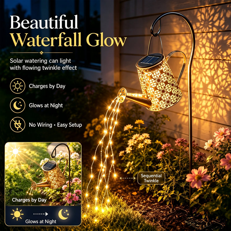 Solar Watering Can Outdoor Lights for Yard, Lawn, Pathway Christmas Decor