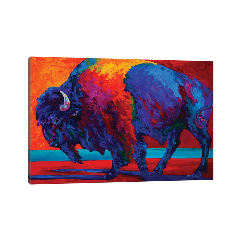«Abstract Bison» - reproduction, Toile tendue, H 8 po x l 12 po x P 0,75 po