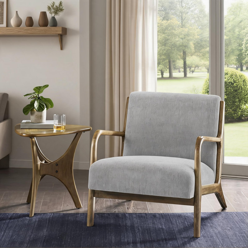 Chaise avec accoudoirs de salon Mid-Century, Gris