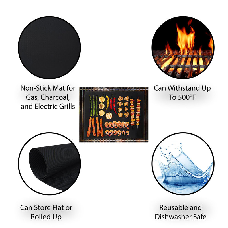 BBQ Grill Mats Set -Double-Sided, Reusable, and Nonstick Mats