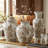 Hand-Painted Decorative Chinoiserie Vase Collection for Home Decor - Ceramic Ginger Jar, Floral Vase & Tall Table Vase - Modern Classic Centerpiece Set for Living Room, Dining Room - Set of 3, White & Brown