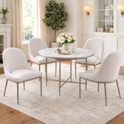 Ensemble de table de salle à manger 5 pièces avec 1 table en marbre et 4 chaises ergonomiques
