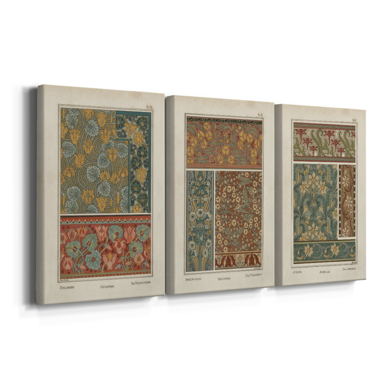 Nouveau décoratif I - Toile tendue avec châssis sur mesure - 3 pièces, H 12 po x l 24 po