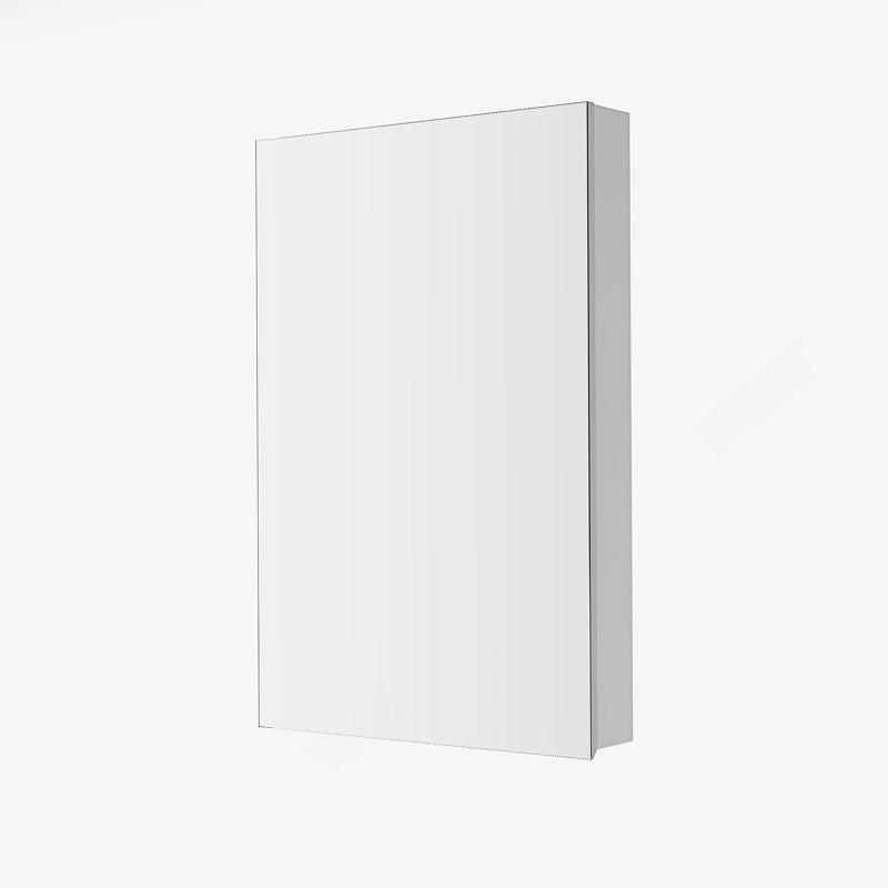 Armoire à pharmacie à surface sans miroir avec bords biseautés, porte s'ouvrant à droite, idéale pour les salles de bain élégantes et organisées