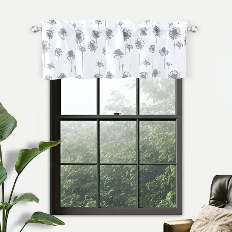 Cantonnière de cuisine sur mesure Burkittsville, L 52 po x 18 po, Gris 