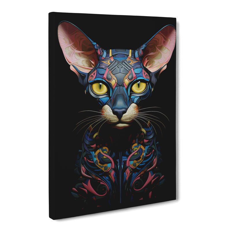 Sphynx Cat Neo-Plasticism - Wrapped Canvas Print, 60cm H x 40cm W x 3cm D