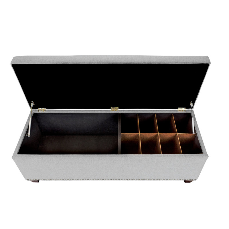 Sahil Polyester Blend Upholstered Storage Bench, Stone