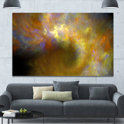 « brouiller le ciel jaune avec des étoiles », impression sur toile tendue encadrée en jaune