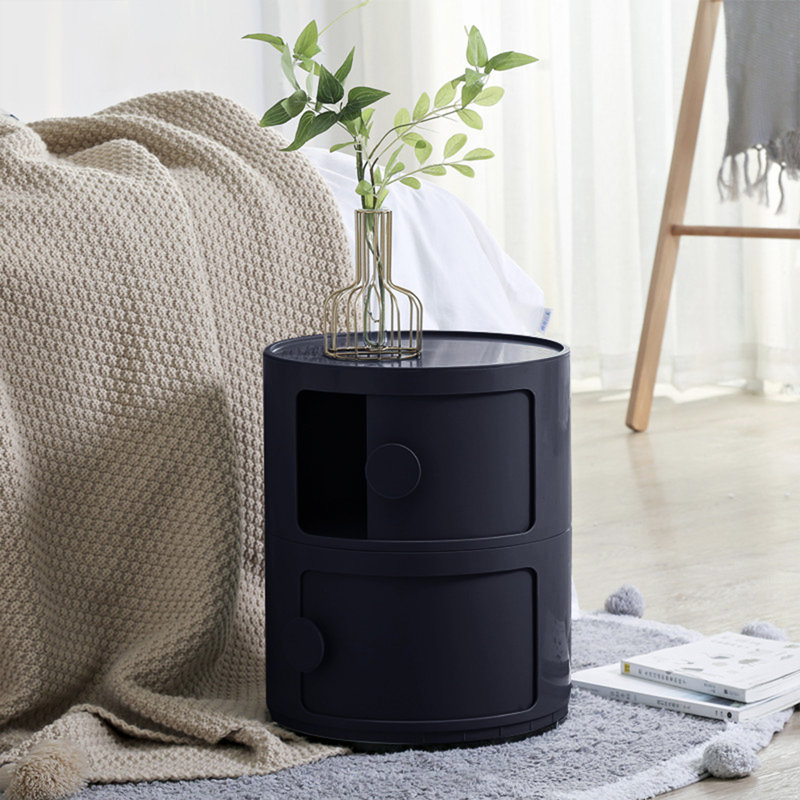 Kinsli Round Tray Top Side Table, Black